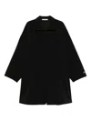 Essentials Zip-front Three-quarter Sleeves Coat In Black