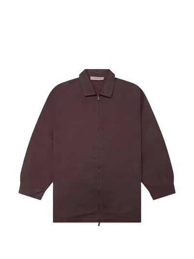 Essentials Zipped Shirt Jacket In Purple