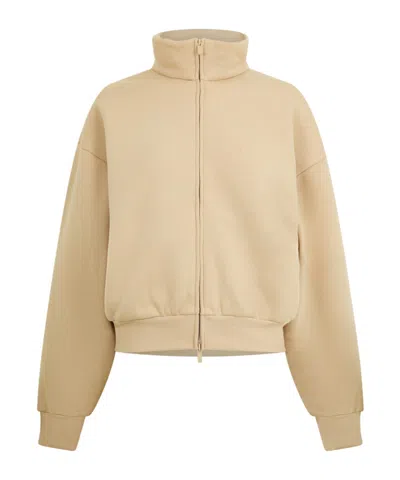 Essentials Zipper Fleece Sweater In Brown