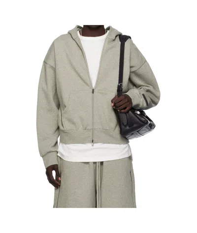 Essentials Zipper Hooded Sweatshirt In Gray