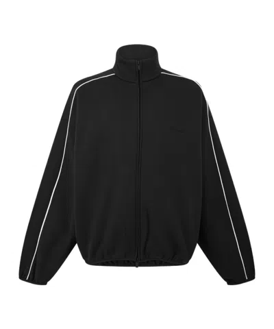 Essentials Zippered Long-sleeved Casual Jacket In Black