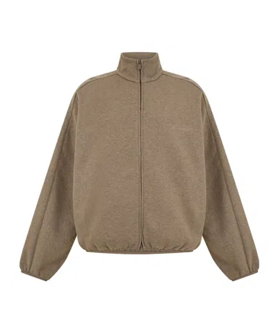 Essentials Zippered Long-sleeved Casual Jacket In Brown