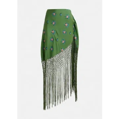 Essentiel Antwerp - Fioretto Fringe Skirt In Emerald