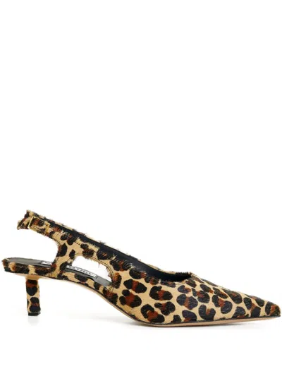 Essentiel Antwerp 45mm Leopard-print Slingback Pumps In Brown
