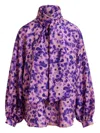 Essentiel Antwerp Abstract-print Tie-neck Blouse In Purple