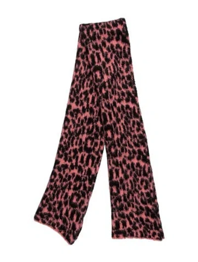 Pre-owned Essentiel Antwerp Acrylic Animal Print Scarf In Pink
