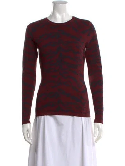 Pre-owned Essentiel Antwerp Animal Print Crew Neck Sweater In Burgundy