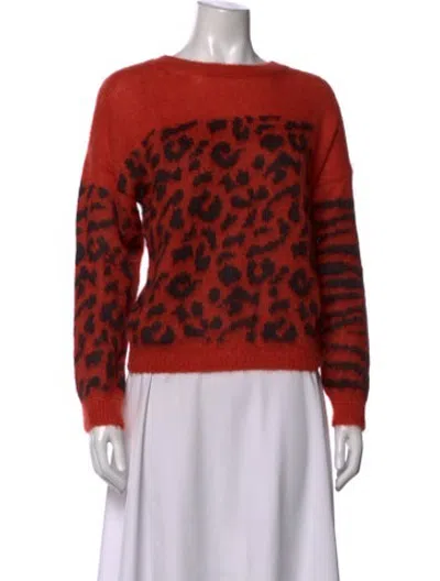 Pre-owned Essentiel Antwerp Animal Print Crew Neck Sweater In Orange