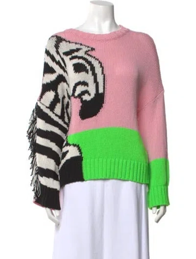 Pre-owned Essentiel Antwerp Animal Print Crew Neck Sweater In Pink