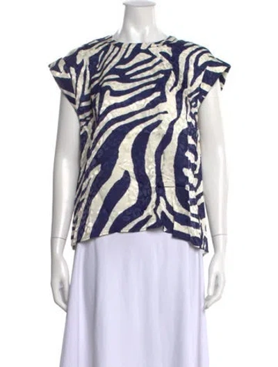 Pre-owned Essentiel Antwerp Animal Print Crew Neck Top In Multi