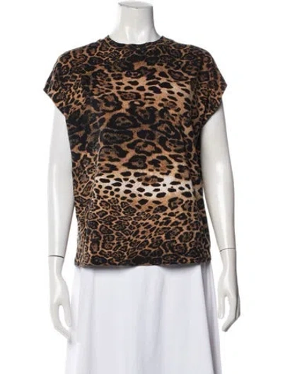 Pre-owned Essentiel Antwerp Animal Print Crew Neck T-shirt In Multicolor