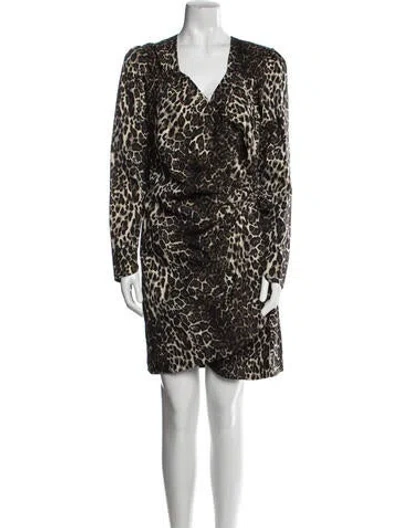 Pre-owned Essentiel Antwerp Animal Print Knee-length Dress In Neutral
