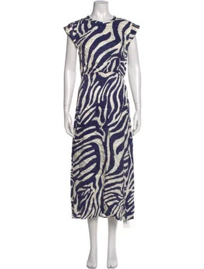 Pre-owned Essentiel Antwerp Animal Print Long Dress In Multicolor