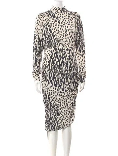 Pre-owned Essentiel Antwerp Animal Print Midi Length Dress In Neutral