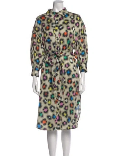 Pre-owned Essentiel Antwerp Animal Print Midi Length Dress In Neutral