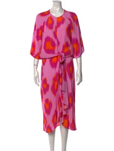 Pre-owned Essentiel Antwerp Animal Print Midi Length Dress W/ Tags In Pink