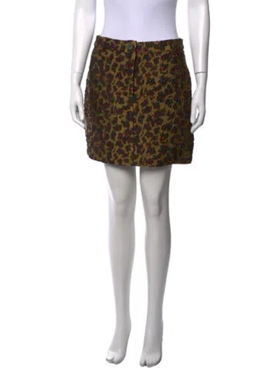 Pre-owned Essentiel Antwerp Animal Print Mini Skirt W/ Tags In Brown/metallic