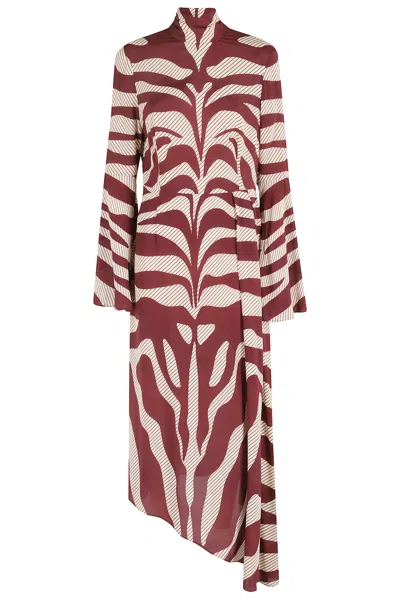 Essentiel Antwerp Striped Tie Midi Dress In Purple