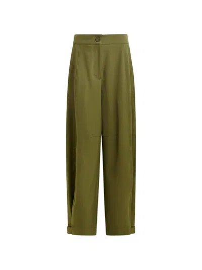 Essentiel Antwerp Barrel-leg Pleated Trousers In Green