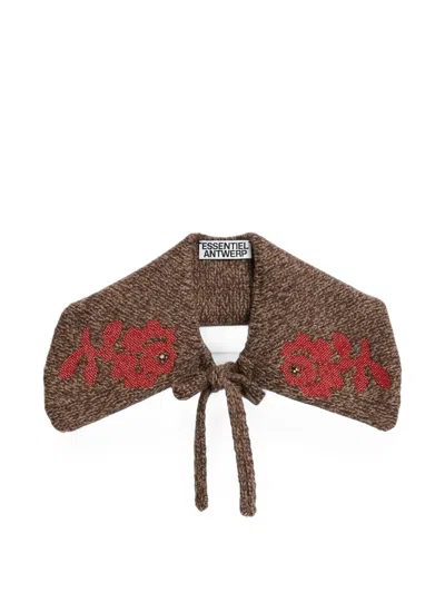 Essentiel Antwerp Bead-embellished Floral-motif Collar In Brown
