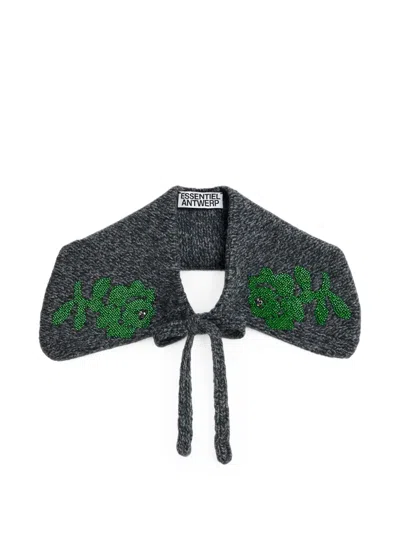 Essentiel Antwerp Bead-embellished Floral-motif Collar In Grey