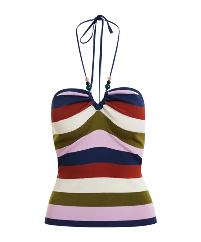 Essentiel Antwerp Bead-embellished Striped Top In Multi