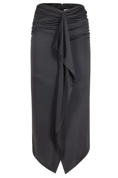 Essentiel Antwerp Black Janedoe Draped Central Viscose-blend Midi Dress