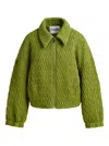 Essentiel Antwerp Braid-quilted Bomber Jacket In Green