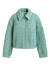 Essentiel Antwerp Braid-quilted Zip-front Jacket In Blue