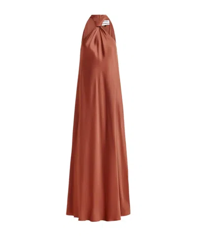 Essentiel Antwerp Brown Halterneck Maxi-dress With Knot Detail