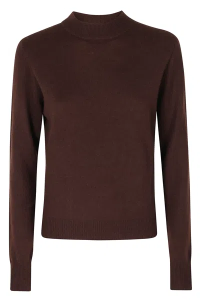 Essentiel Antwerp Brown Kash Round Neck Cashmere Knit Sweater