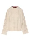 Essentiel Antwerp Cable-knit Checked-panel Sweater In Neutral