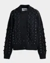 Essentiel Antwerp Cable-knit Wool-blend Cardigan With Rhinestone Embellishments In Black