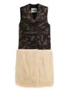 Essentiel Antwerp Camouflage-print Faux-fur Jacket In Multi