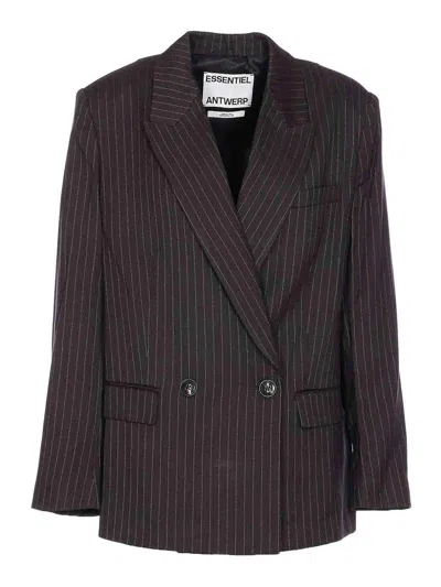 Essentiel Antwerp Shadow Ipursuit Oversize Jacket In Brown