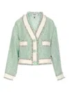 Essentiel Antwerp Hoola Cropped Frige Jacket In Verde
