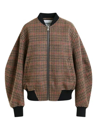 Essentiel Antwerp Check-pattern Bomber Jacket In Multi