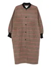 Essentiel Antwerp Check-pattern Wool Coat In Brown