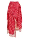 Essentiel Antwerp Check-print Asymmetrical Skirt In Red