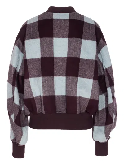Essentiel Antwerp Check Wool Jacket In Brown