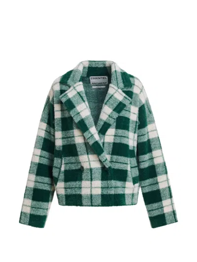 Essentiel Antwerp Checked Double-breasted Cardigan In Green