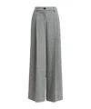 Essentiel Antwerp Checked Grey And Black Wide-leg Pants In Gray