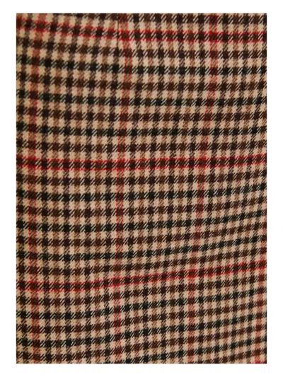 Essentiel Antwerp Checked-pattern Asymmetric-hem Midi Skirt In Brown