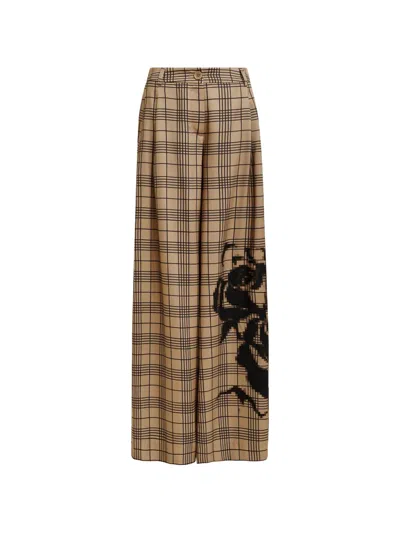 Essentiel Antwerp Checked Trousers In Brown
