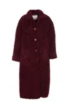 Essentiel Antwerp Ispot Stand-up Collar Faux-shearling Coat In Red