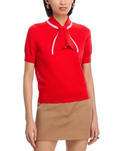 Essentiel Antwerp Collared Scarf Top In Red