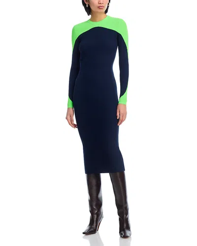 Essentiel Antwerp Color Blocked Ribbed Dress In Blue
