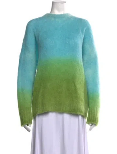 Pre-owned Essentiel Antwerp Colorblock Pattern Crew Neck Sweater In Blue/green
