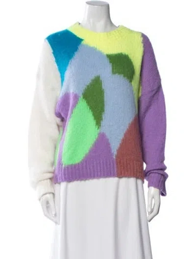 Pre-owned Essentiel Antwerp Colorblock Pattern Crew Neck Sweater In Multicolor