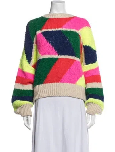 Pre-owned Essentiel Antwerp Colorblock Pattern Crew Neck Sweater In Multicolor